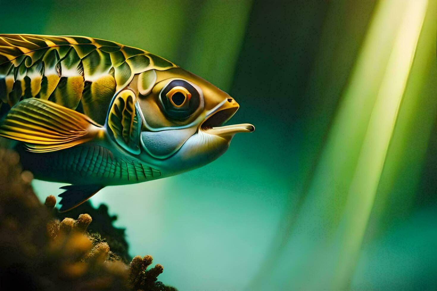 a fish with a big mouth is shown in the water. AI-Generated photo