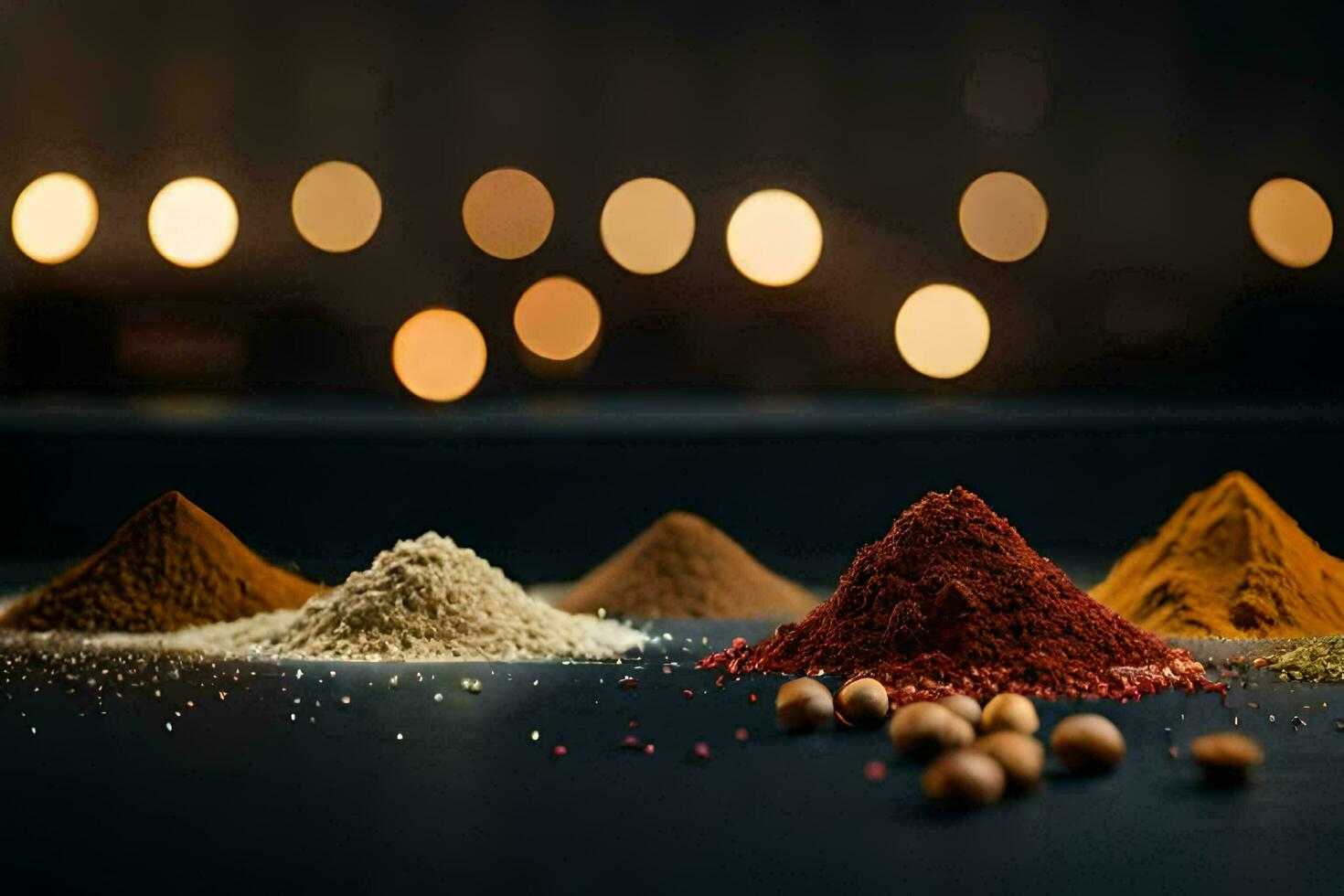 various spices and spices on a table. AI-Generated photo