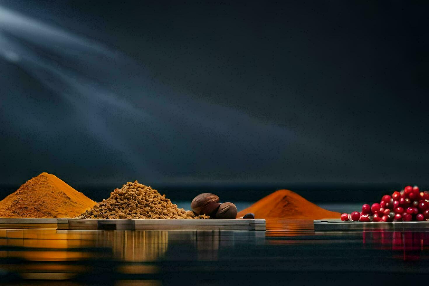 spices and spices on a table. AI-Generated photo
