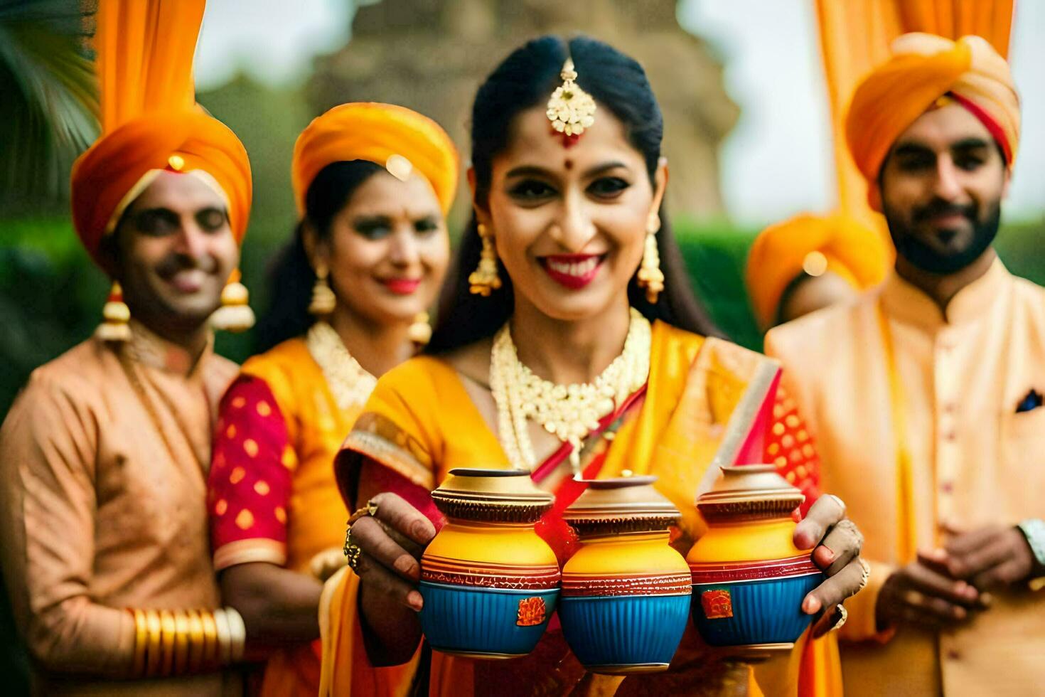 indio Boda ceremonia en India. generado por ai foto