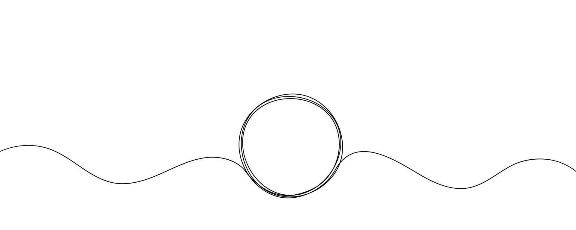 Circle line one frame art hand single shape vector zen drawn abstract round. Continuous one line circle icon stroke sketch illustration draw outline ball black circular pencil logo scribble thin ring