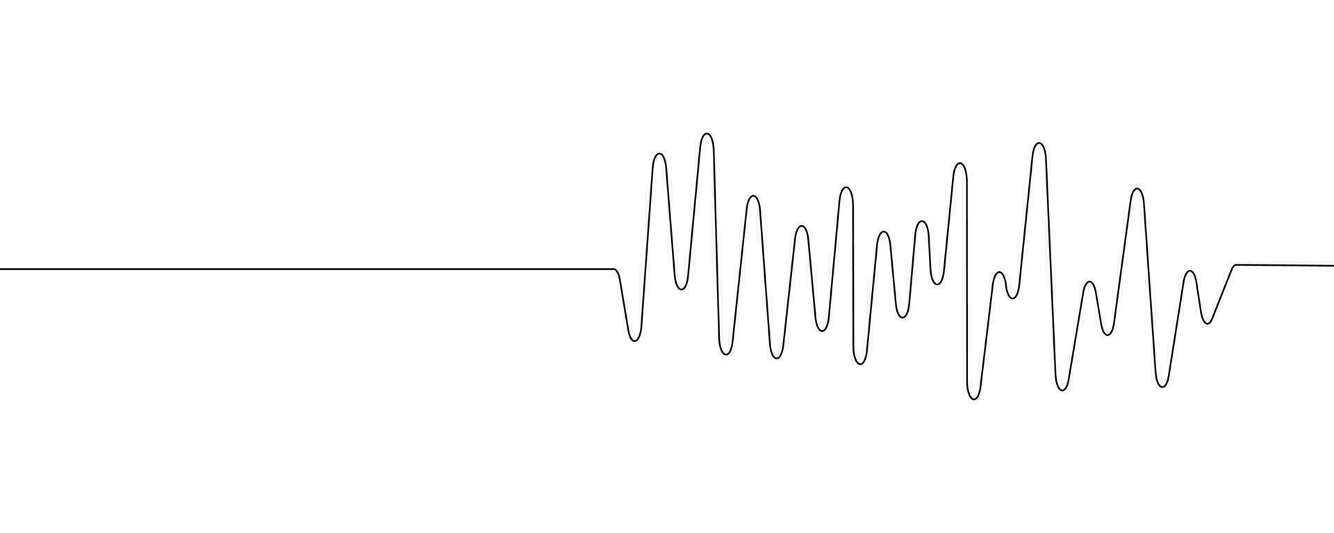 Line wave music sound one noise audio frequency icon signal podcast radio soundwave waveform volume art hand. Acoustic line music logo recording voice wave doodle sketch abstract. Vector illustration