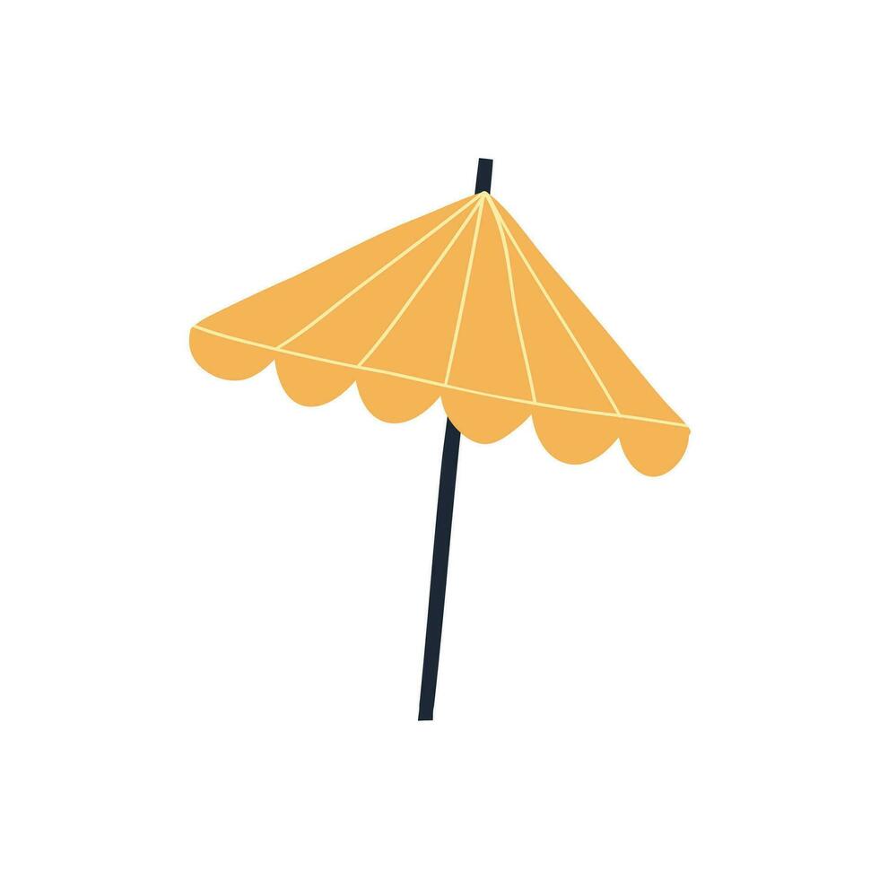 playa paraguas en un plano estilo. mano dibujado vector ilustración