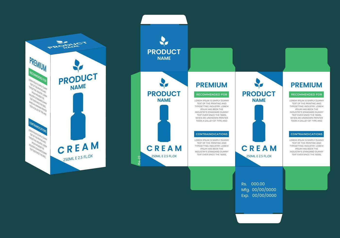 package box die cut with 3d mock up. Packaging template, Box packaging die cut template design. vector