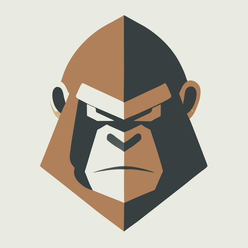 Cartoon line gorilla, flat style vector