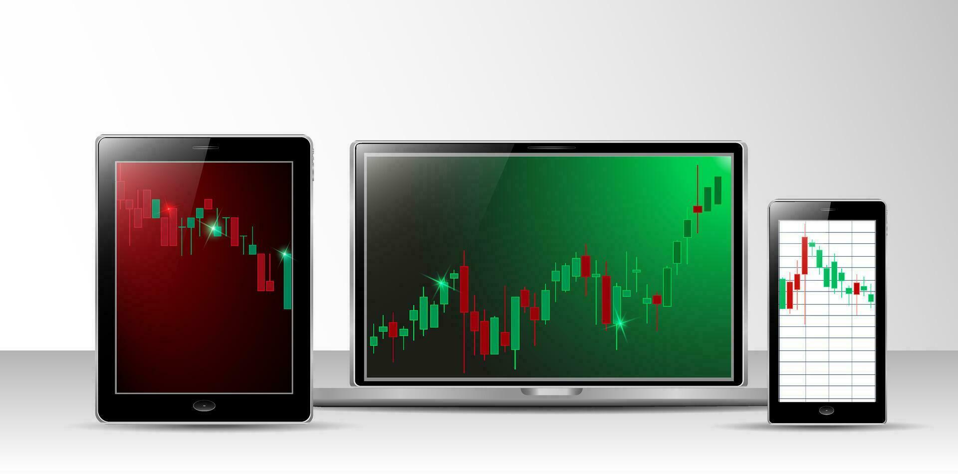 Financial candlestick chart, support and resistance level chart. Charts for trading on Forex, on a computer, tablet and smartphone, mobile application for trading on the stock exchange vector