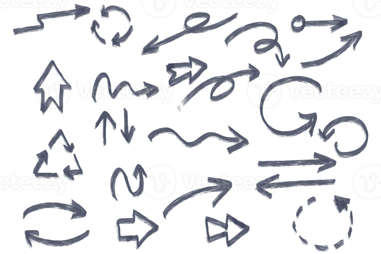 Icon set of scribble hand drawn arrow set isolated png