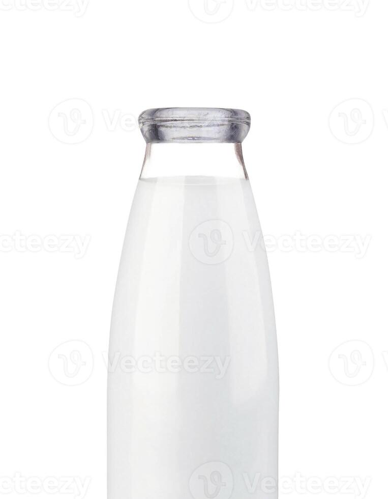 Traditional glass milk bottle isolated on a white bottle Stock