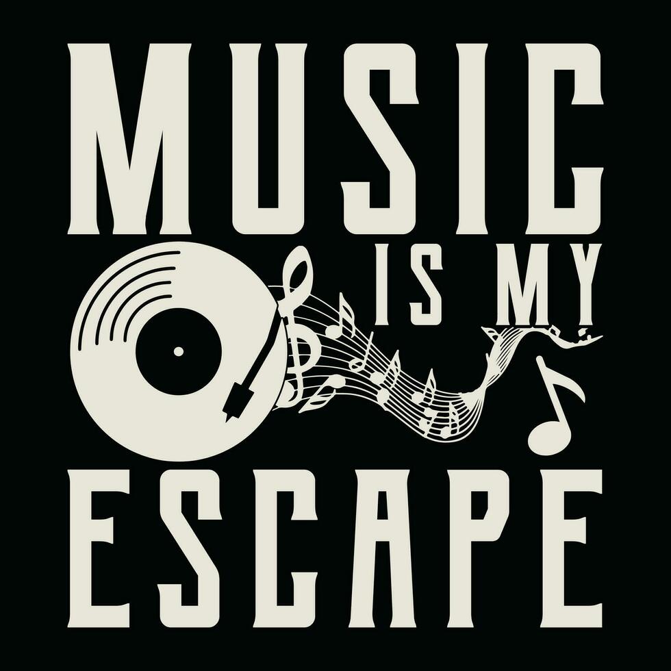 Vinyl record with music notes tshirt design vector