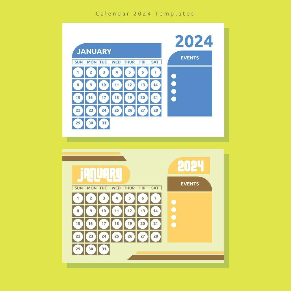 set of calendar 2024 templates in A5 size design vector