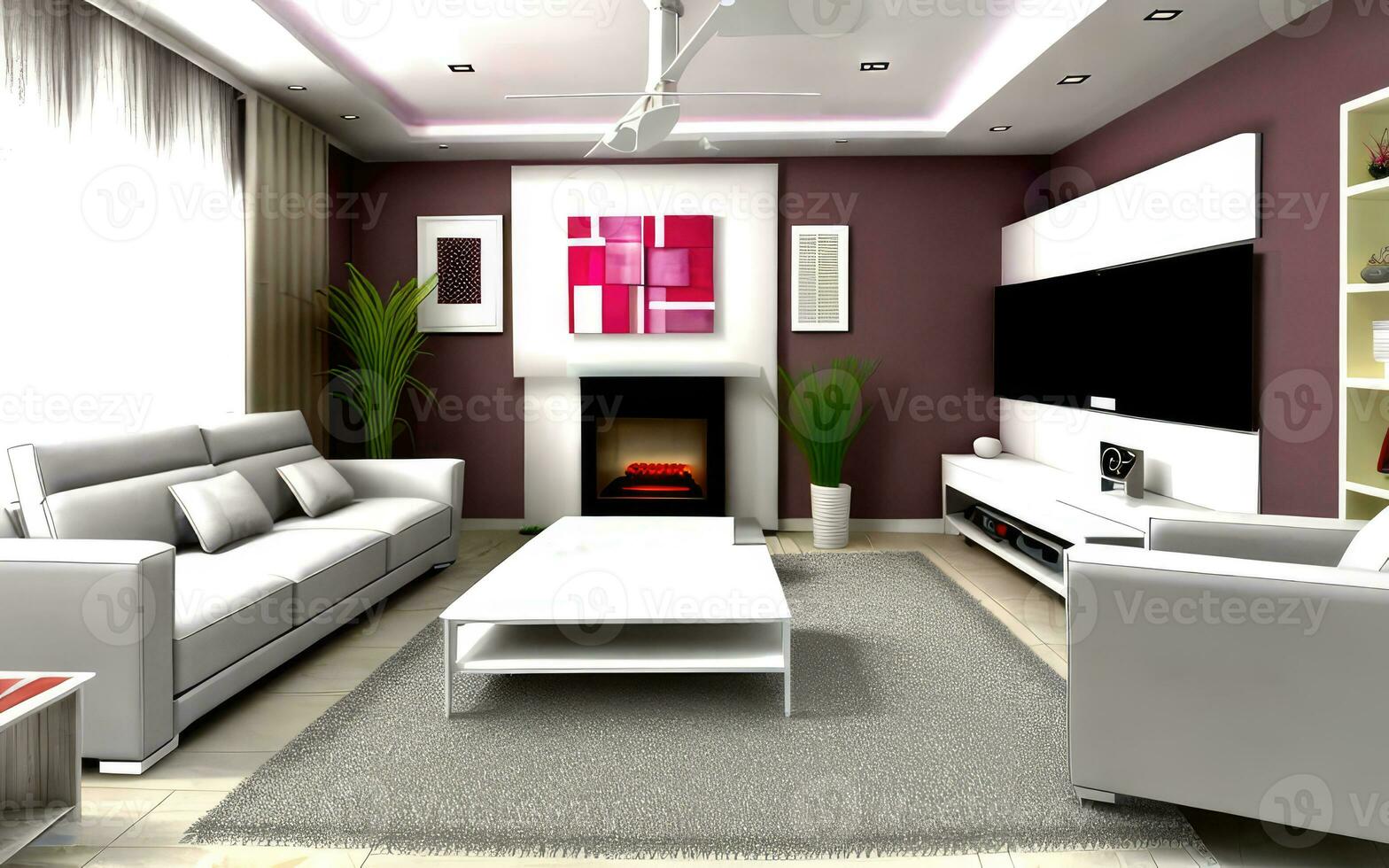 Photorealistic interior living room indoor stylish modern created with ai generative photo