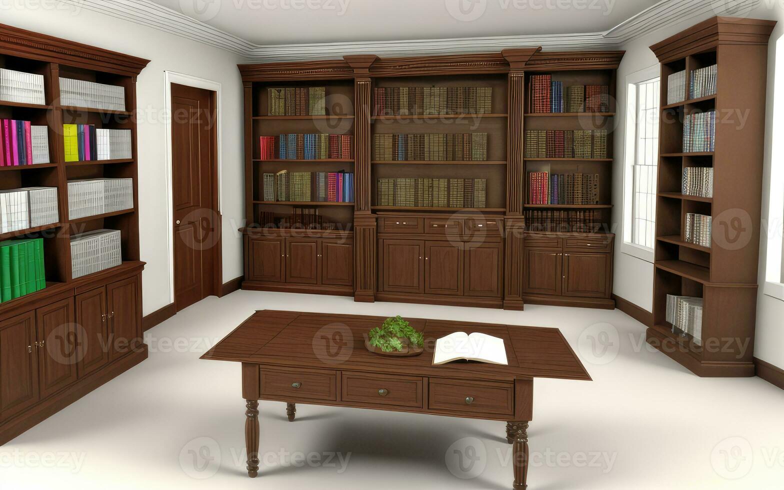 Library in the study room created with ai generative photo