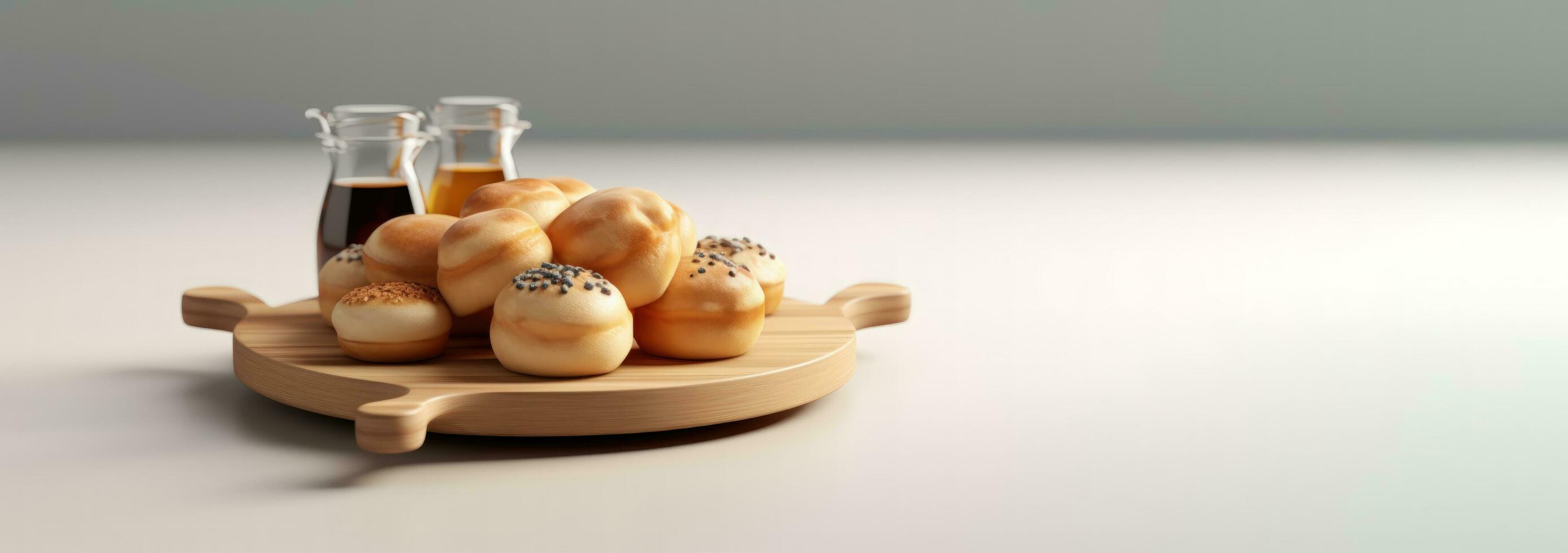 Homemade Dutch Poffertjes Pancakes on the kitchen AI generated photo