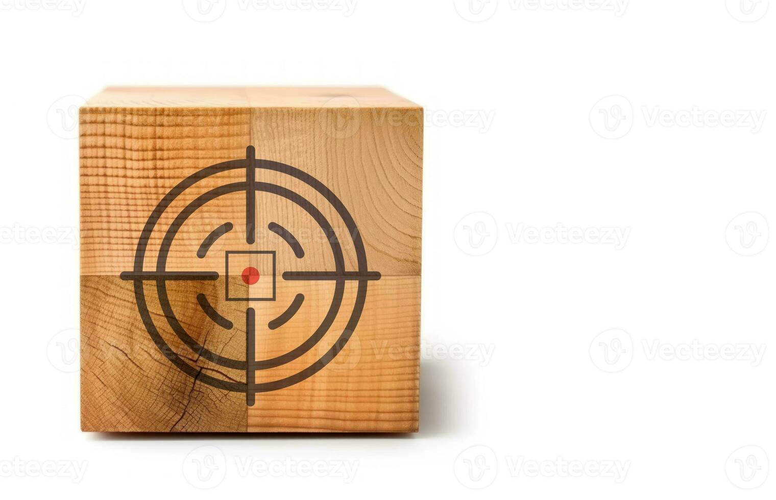 wooden cube block with the icon goal target concept isolated in white background AI generated photo