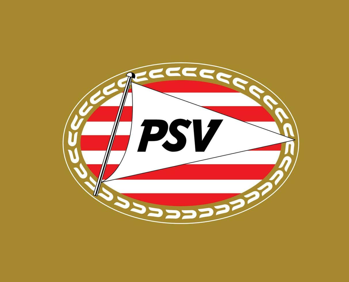 PSV Eindhoven Club Logo Symbol Netherlands Eredivisie League Football Abstract Design Vector Illustration With Brown Background