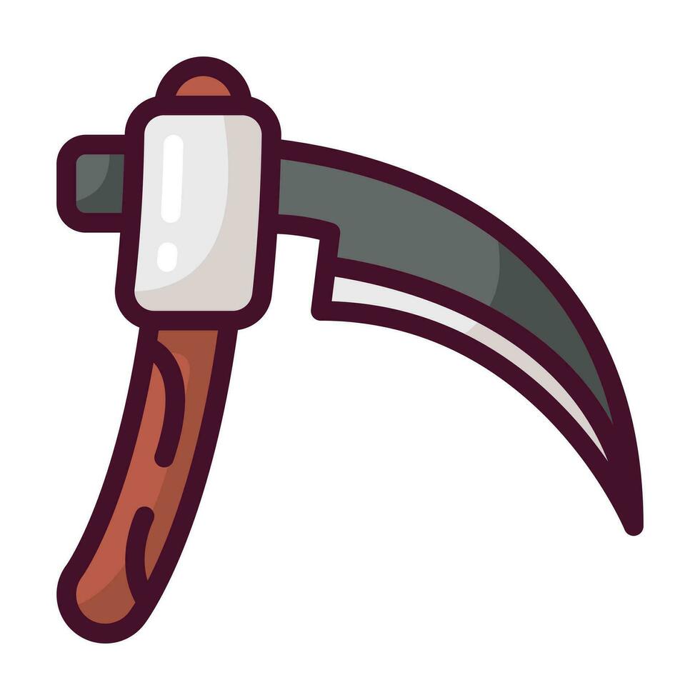 Scythe filled line icon vector