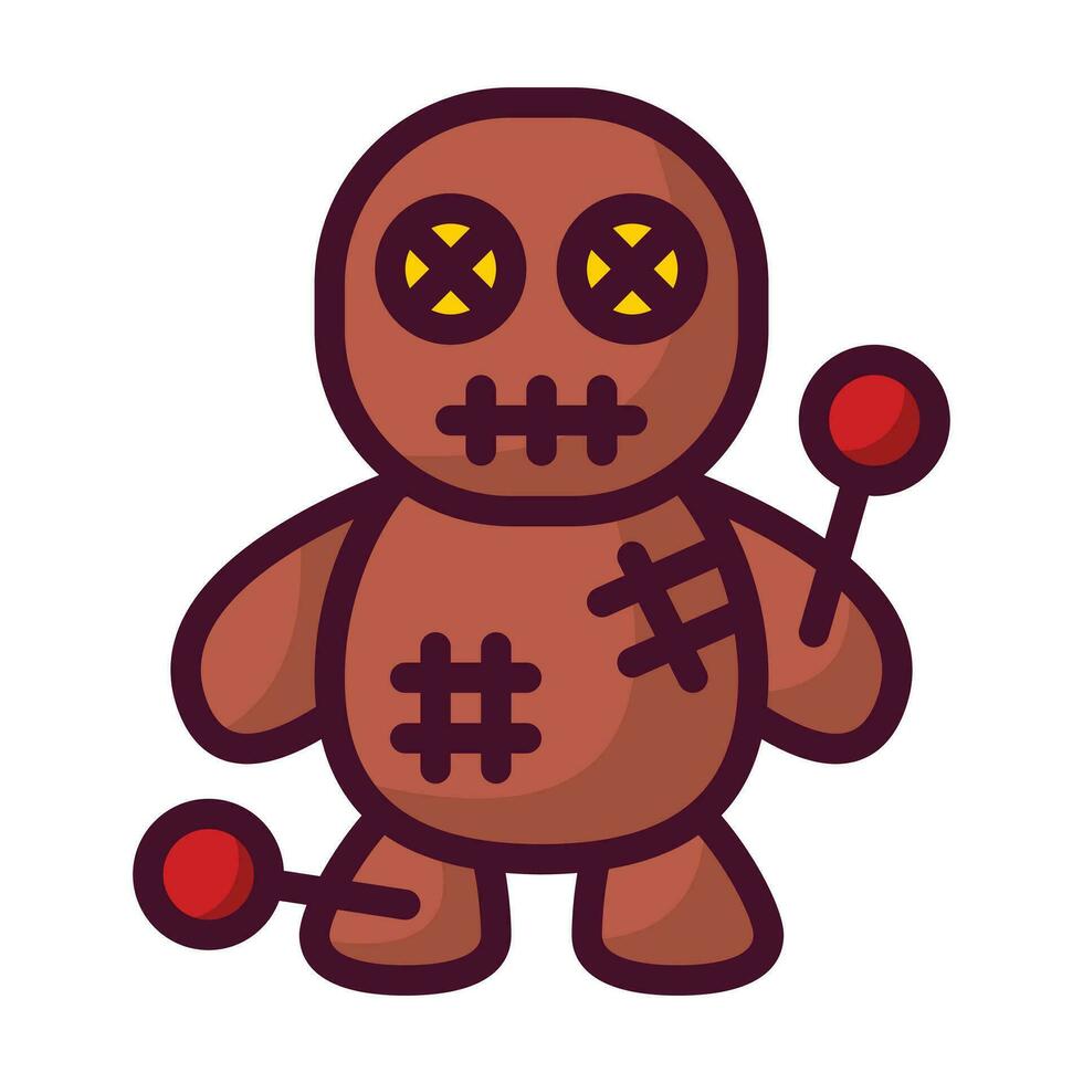 Voodoo doll filled line icon vector