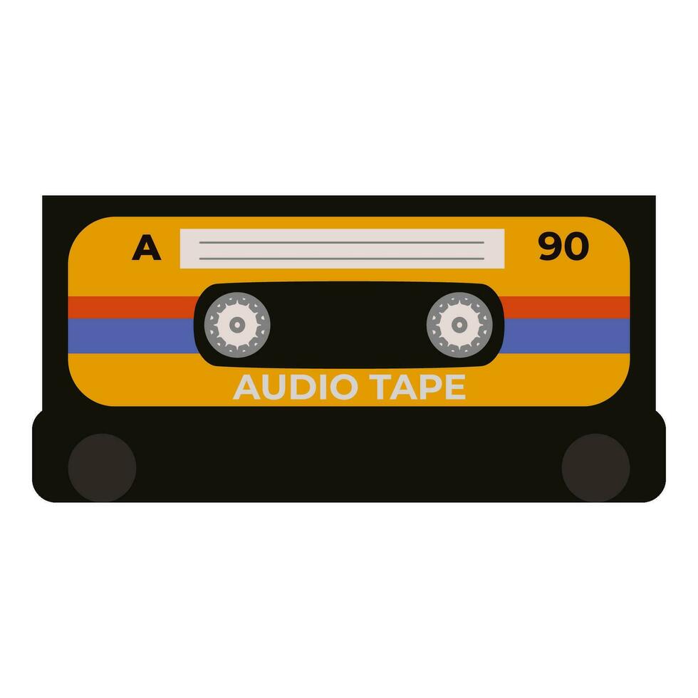 audio cassette isolated , red yellow and blue colors vector