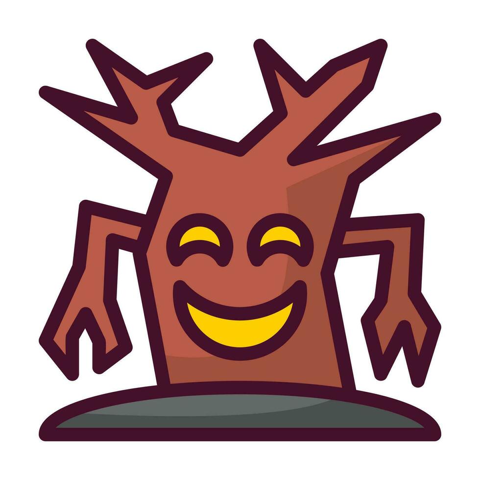 Creepy tree filled line icon vector
