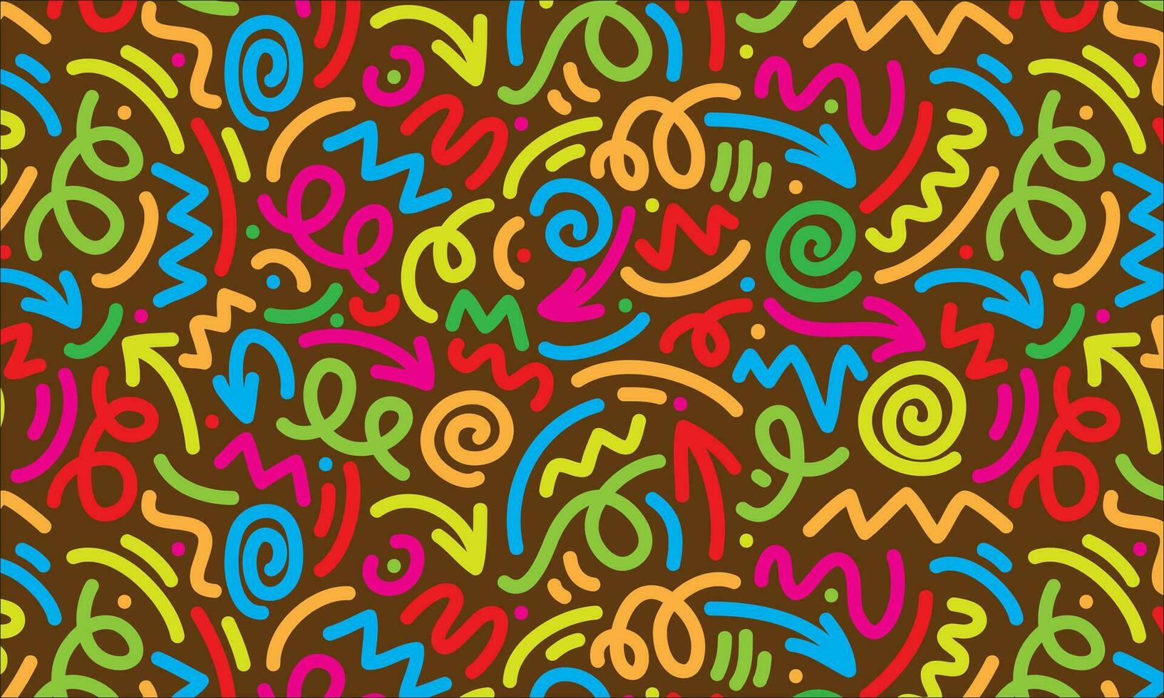 fun colorful line doodle seamless pattern. Creative abstract art background collection for children or festive celebration design. Simple childish scribble wallpaper print texture bundle. vector