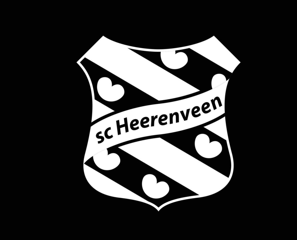 Heerenveen Club Logo Symbol White Netherlands Eredivisie League Football Abstract Design Vector Illustration With Black Background