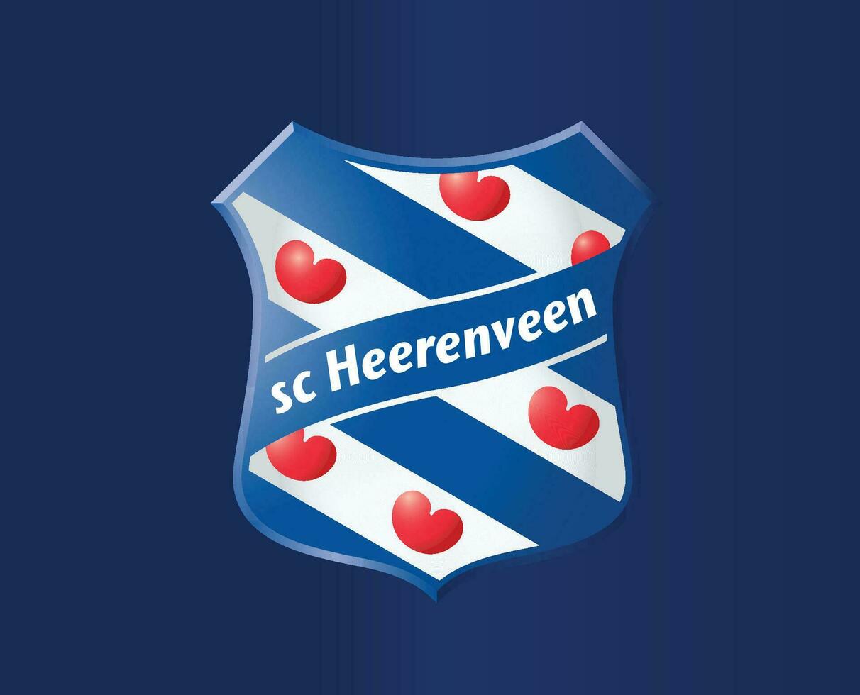 Heerenveen Club Logo Symbol Netherlands Eredivisie League Football Abstract Design Vector Illustration With Blue Background