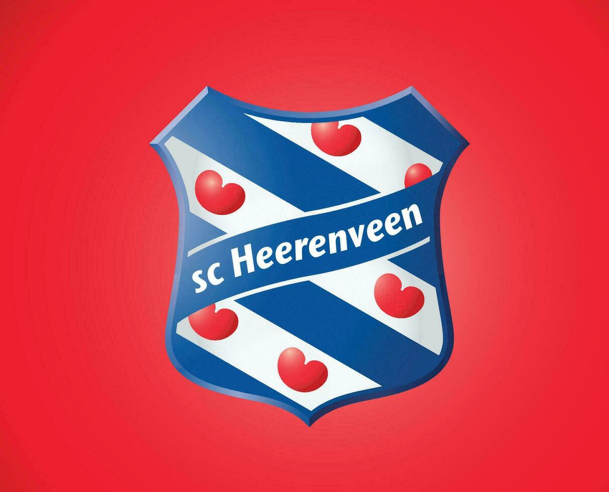Heerenveen Club Logo Symbol Netherlands Eredivisie League Football Abstract Design Vector Illustration With Red Background