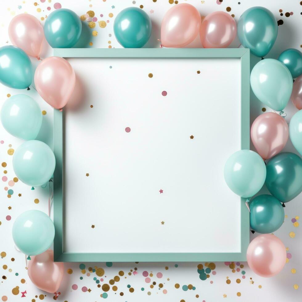 Colorful balloon frame with space for text photo