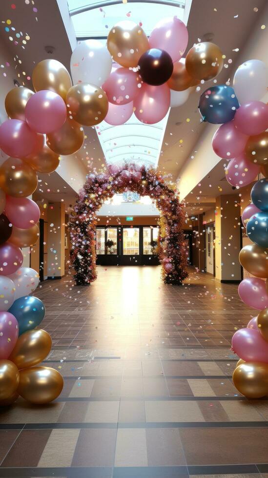 Elegant black and gold balloon arrangement photo