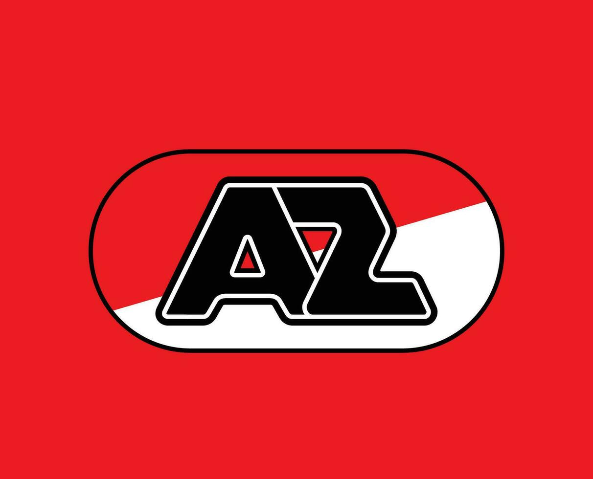 AZ Alkmaar Club Symbol Logo Netherlands Eredivisie League Football Abstract Design Vector Illustration With Red Background