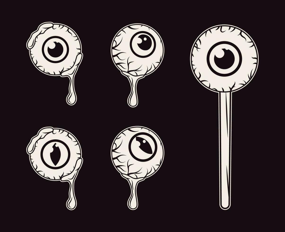 Halloween set of human eyeballs in vintage style vector