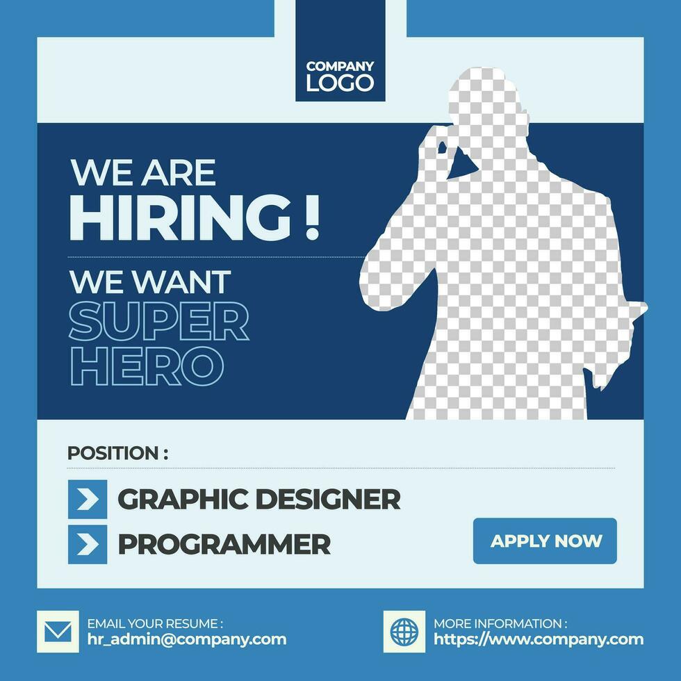 Social Media Template Job Vacancy Recruitment. Poster for We Are Hiring. vector