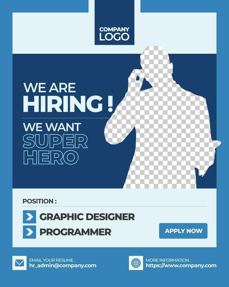 Social Media Template Job Vacancy Recruitment. Poster for We Are Hiring. vector