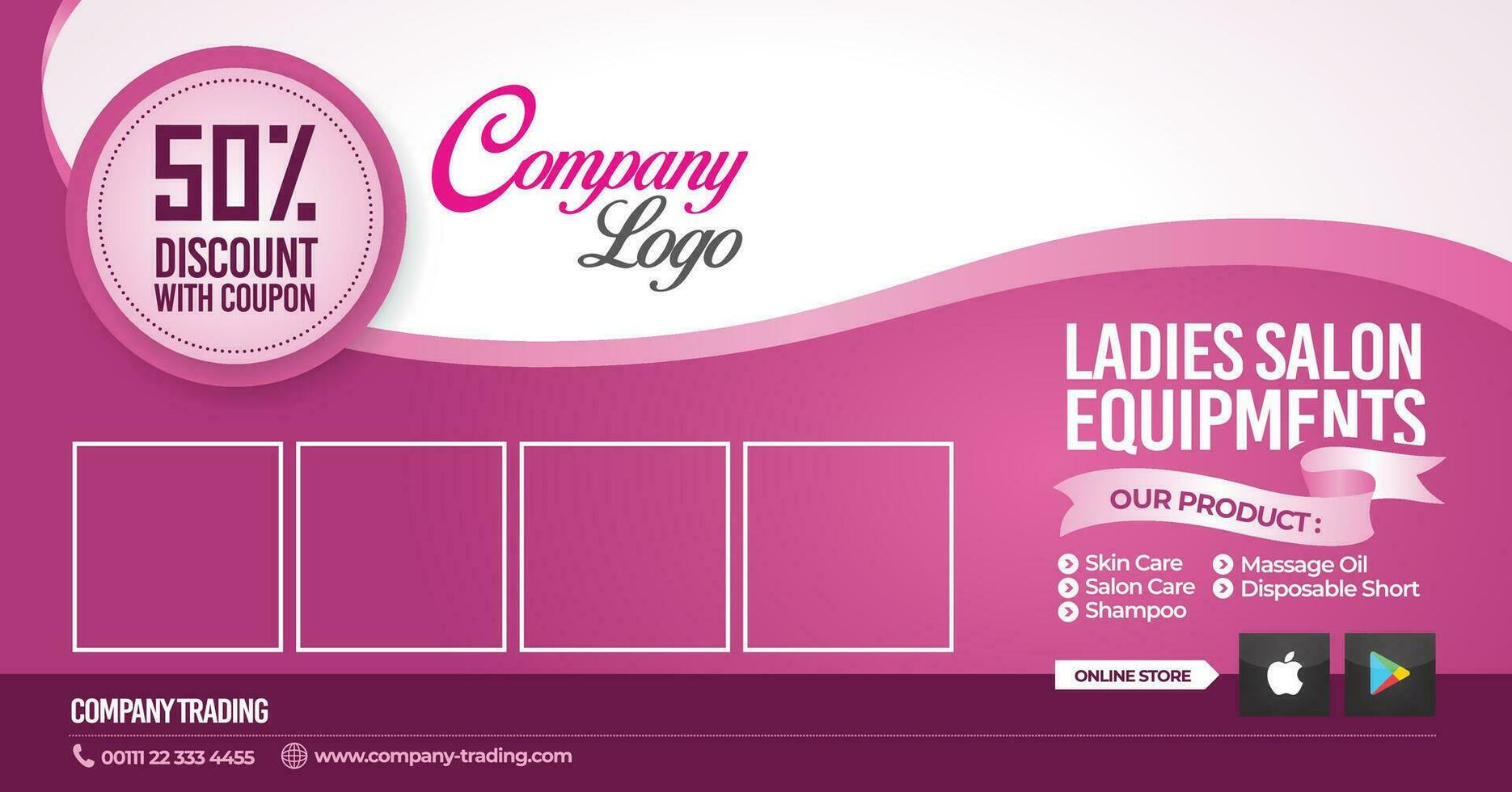 Promotion cosmetic product brochure pink template design for business. vector