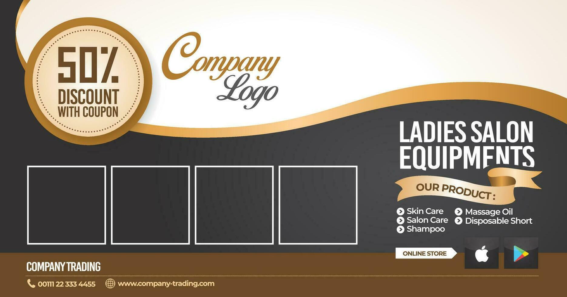 Promotion cosmetic product brochure brown and black template design for business. vector
