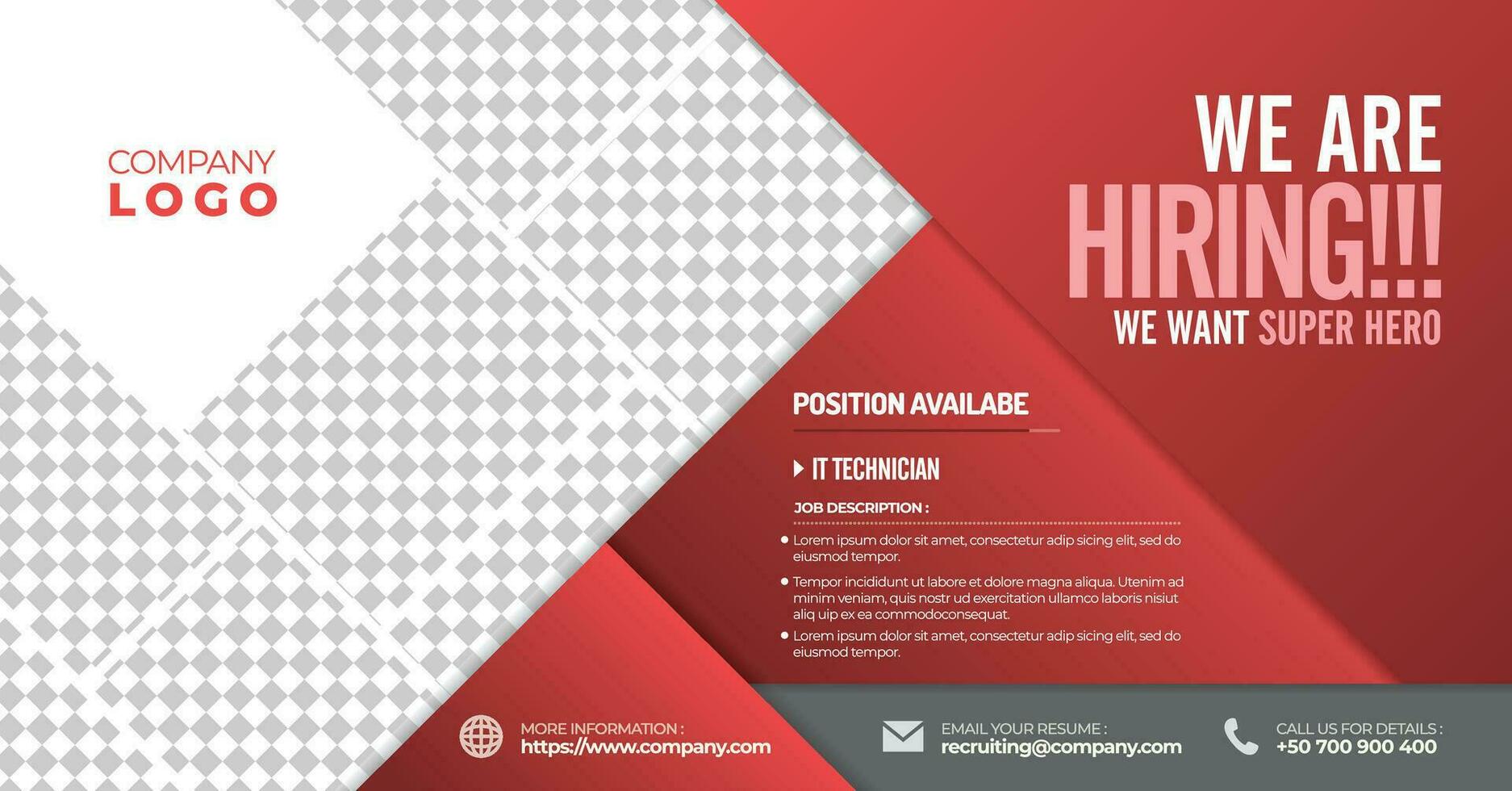 Social Media Template Job Vacancy Recruitment. Poster for We Are Hiring. vector