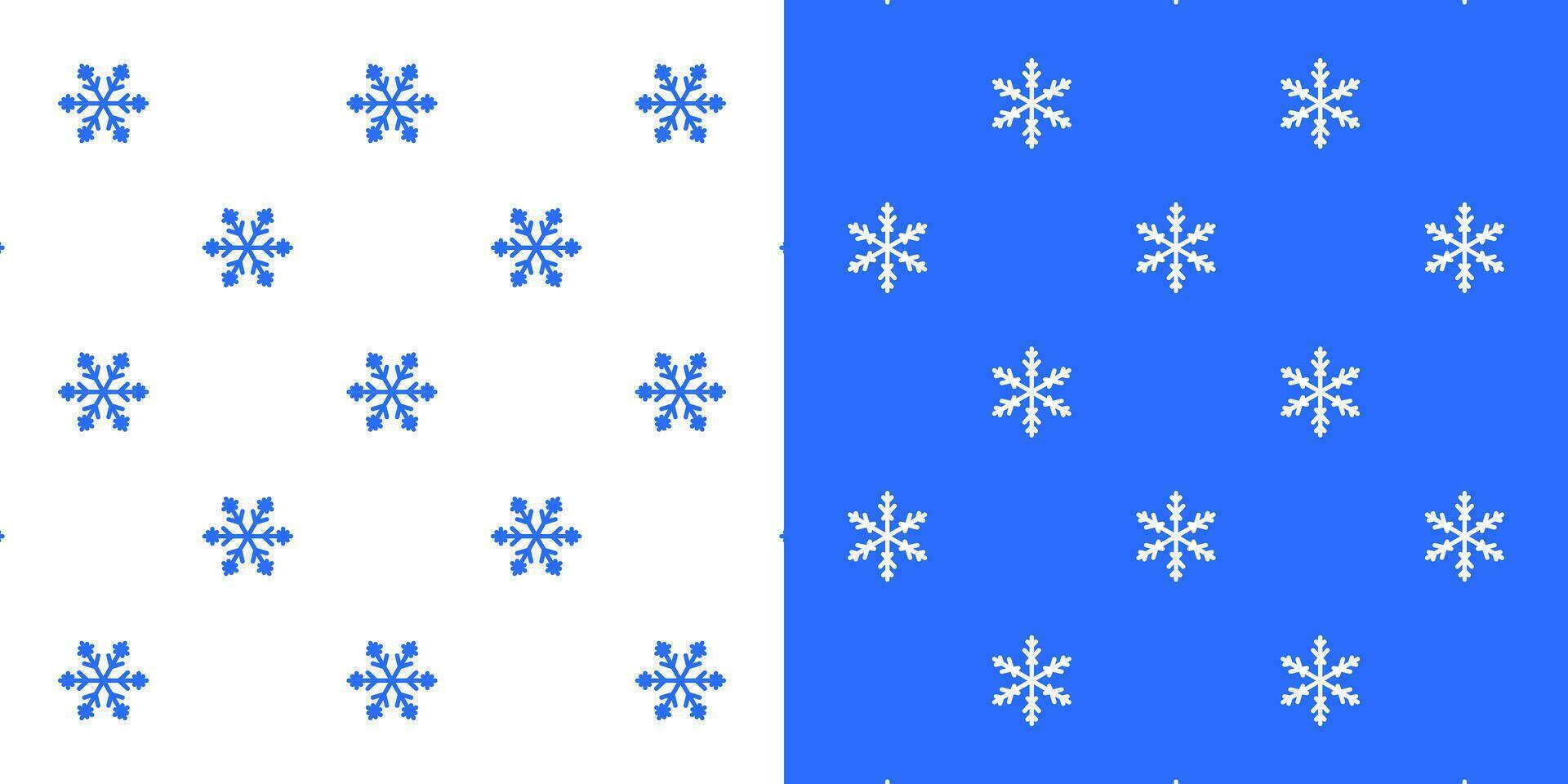 Collection of winter seamless patterns with snowflakes for decoration. A set of patterns for wrapping paper for Christmas and New Year. vector