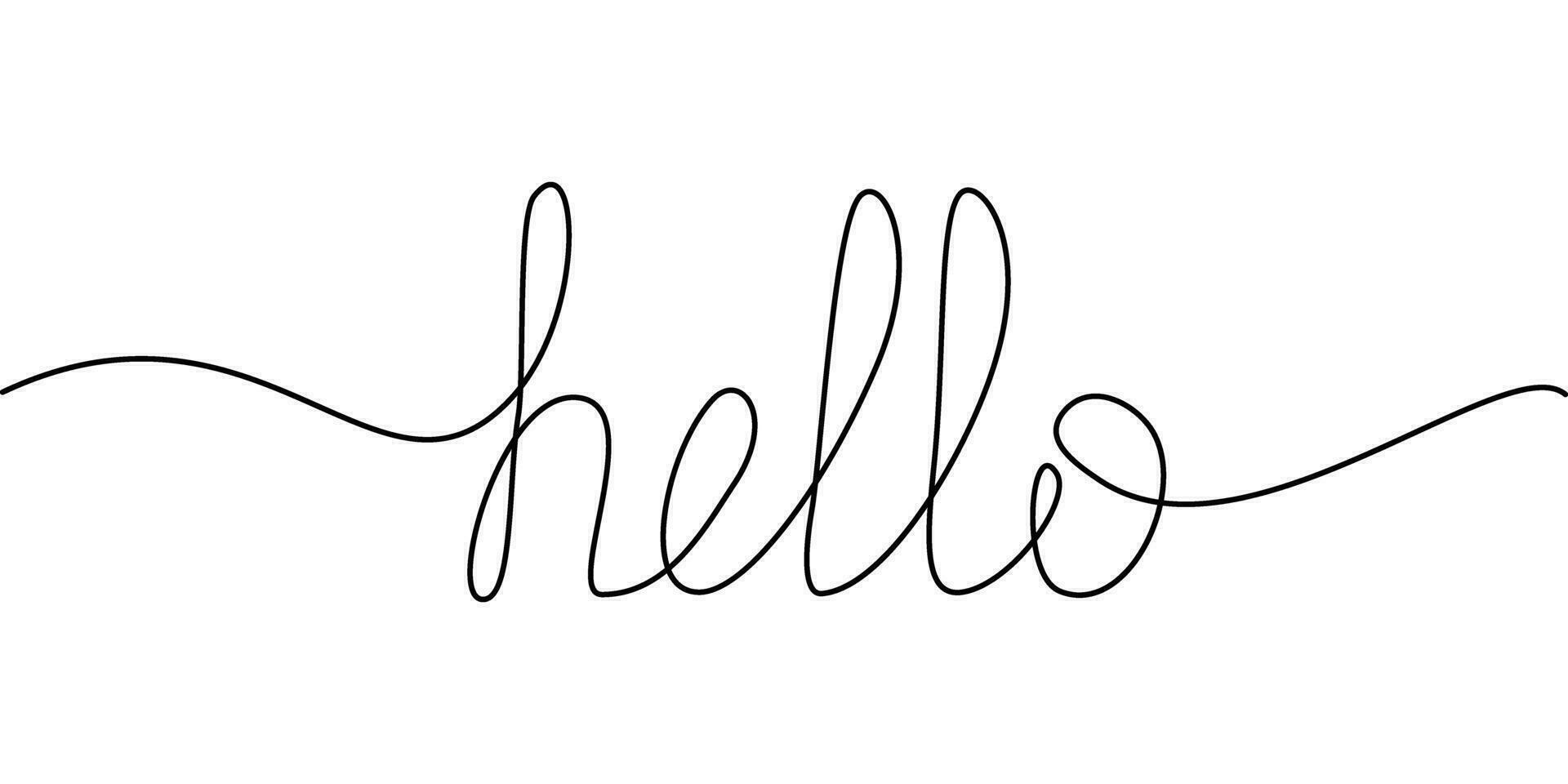Hola letras diseño con uno continuo línea. diseño concepto para saludo o invitación tarjetas vector