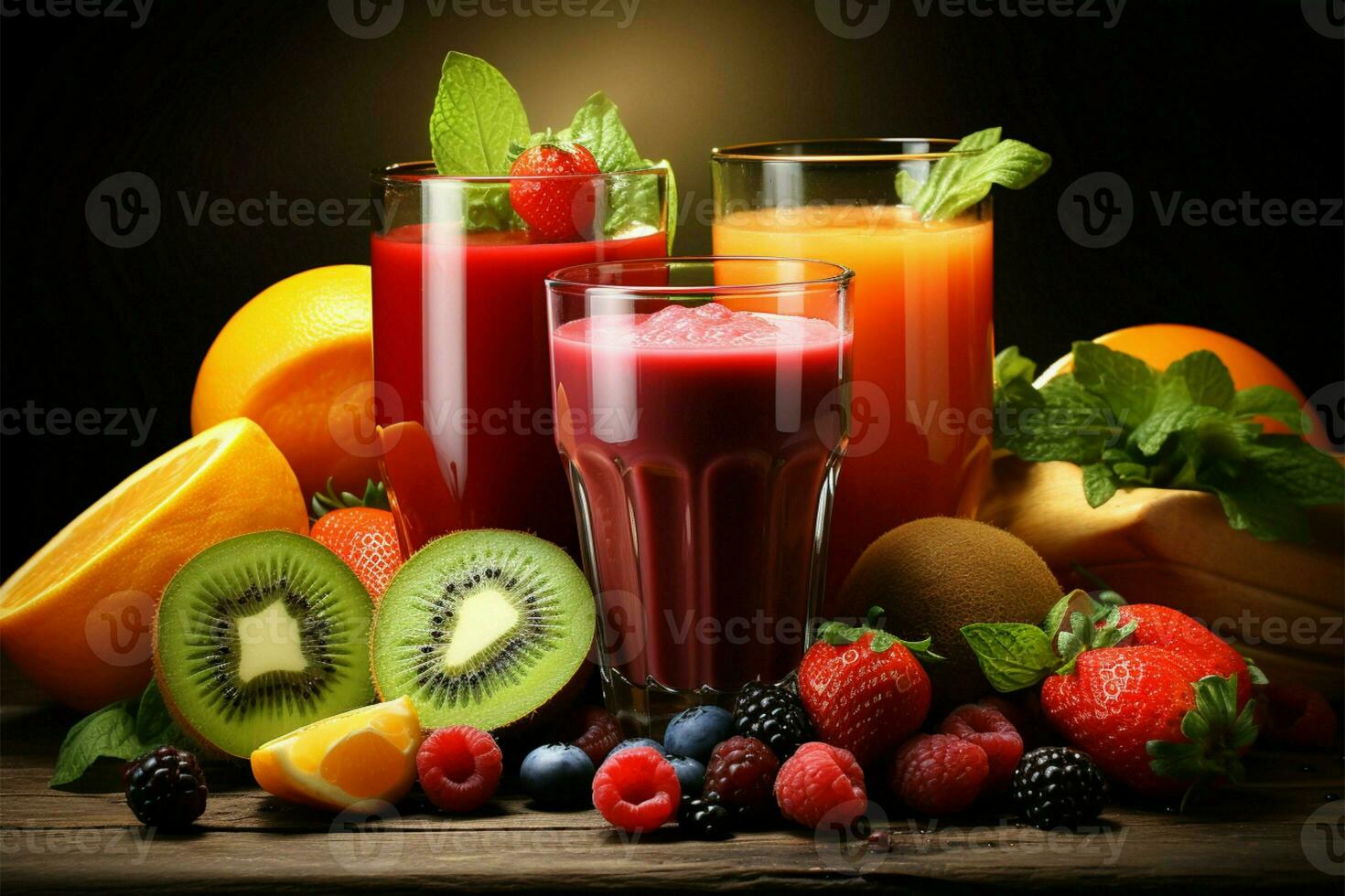 Experience a fusion of natures bounty in our wholesome smoothies AI Generated photo