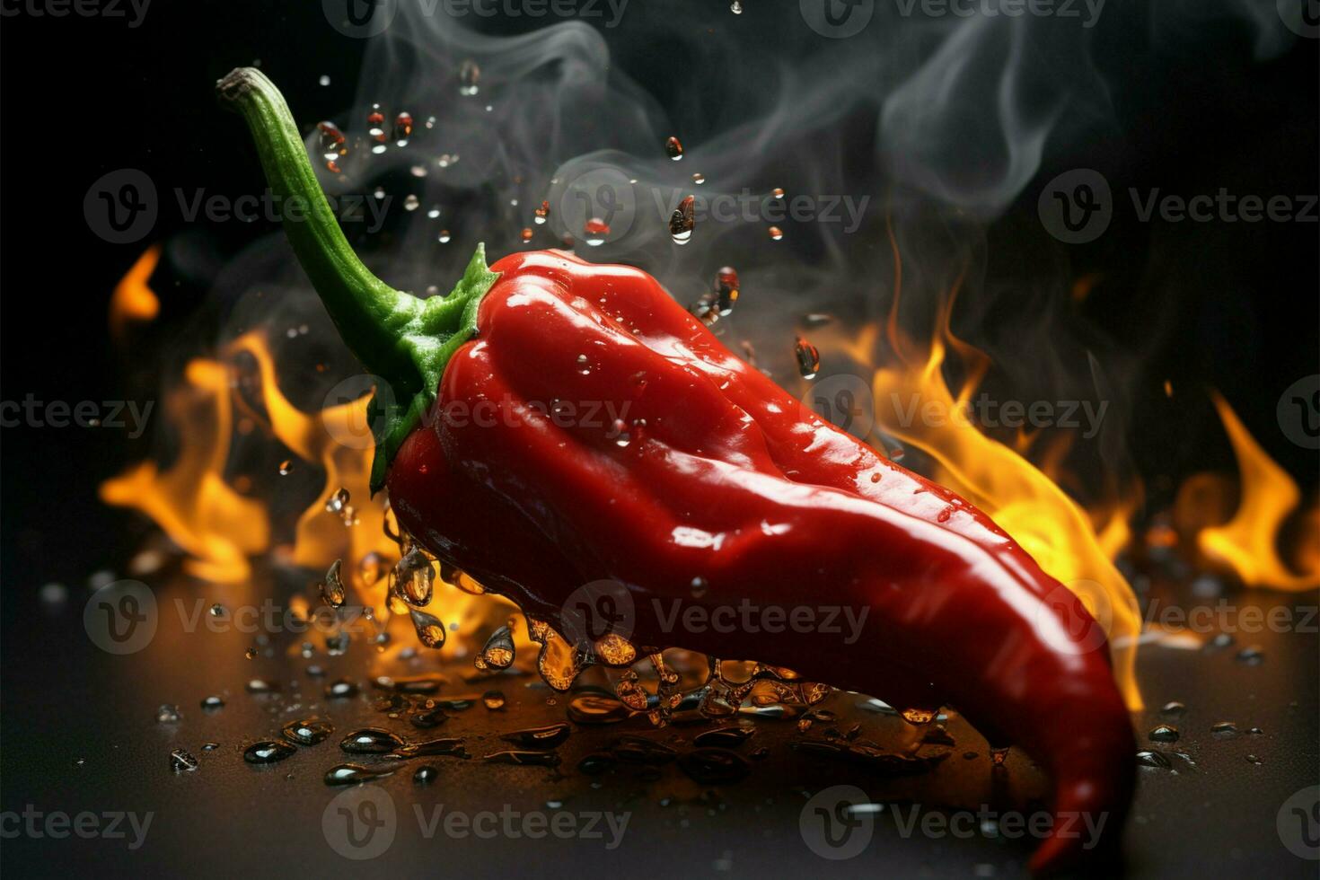 A fiery red chili pepper smolders with mouth burning intensity AI Generated photo