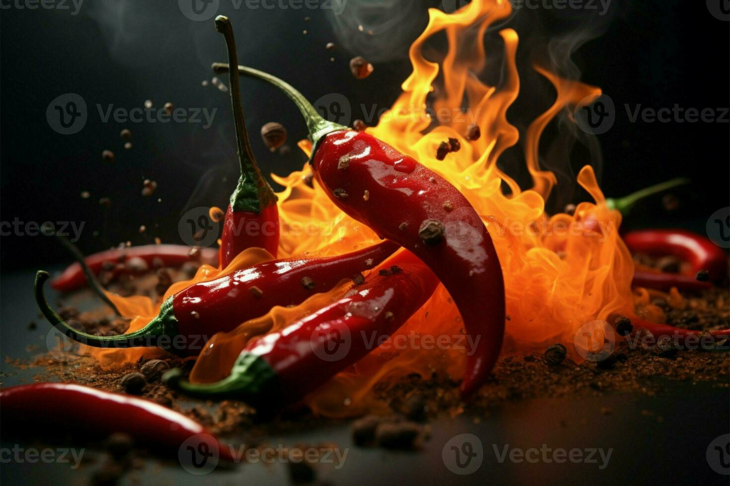 Smoldering chili pepper, adding spice to dishes AI Generated photo