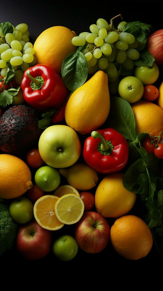 grupo de diferente Fruta y vegetales ai generado foto