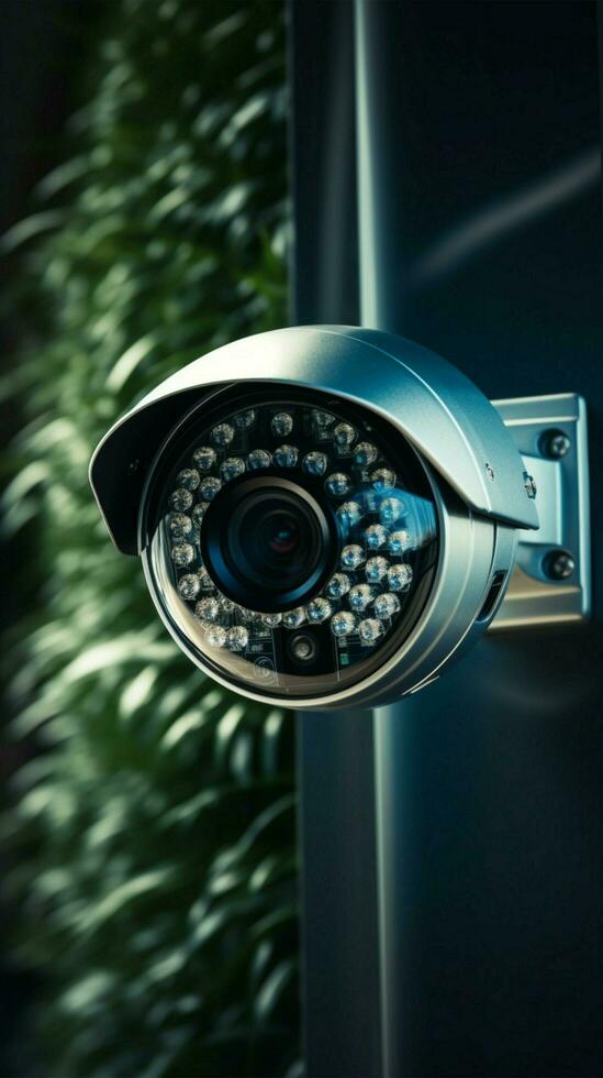 Modern security camera close-up view AI Generated photo