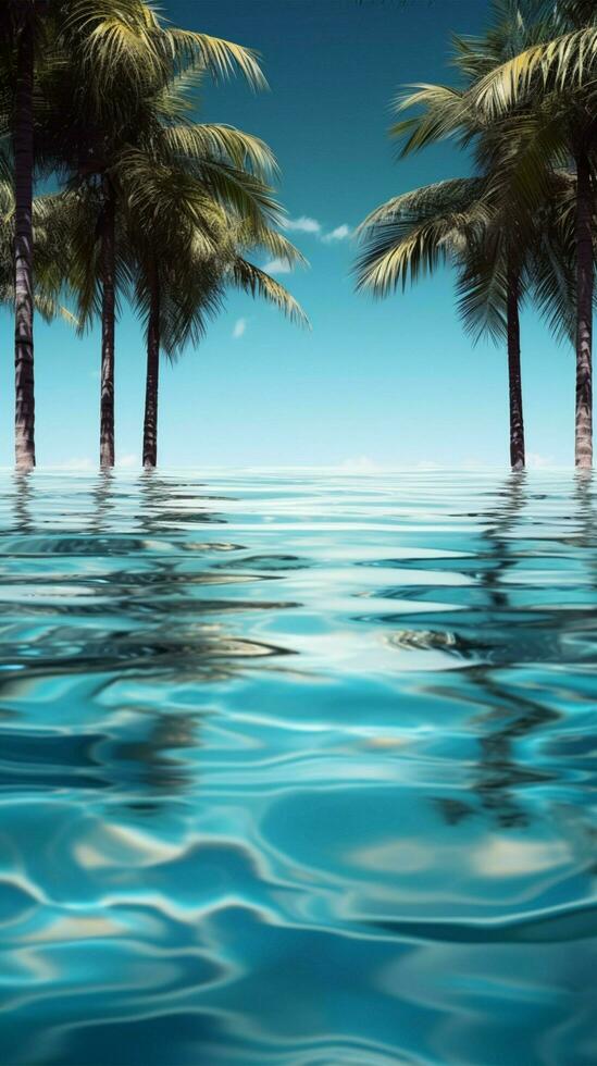 Palm tree summer blue water pool background tropical banner AI Generated photo