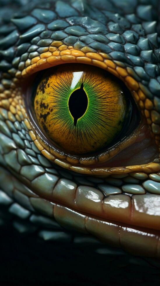 Exotic iguana eye in detail AI Generated photo