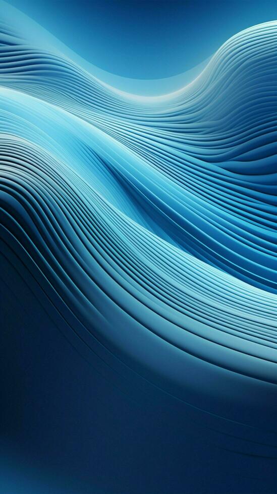 Elegant 3D blue waves on gradient background Vertical Mobile Wallpaper AI Generated photo