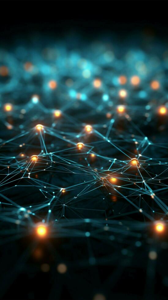 Glowing 3D Tech Network Background Vertical Mobile Wallpaper AI Generated photo