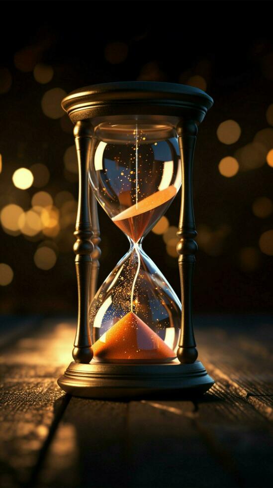 Hourglass with Glowing Sand with Copy space Vertical Mobile Wallpaper AI Generated photo