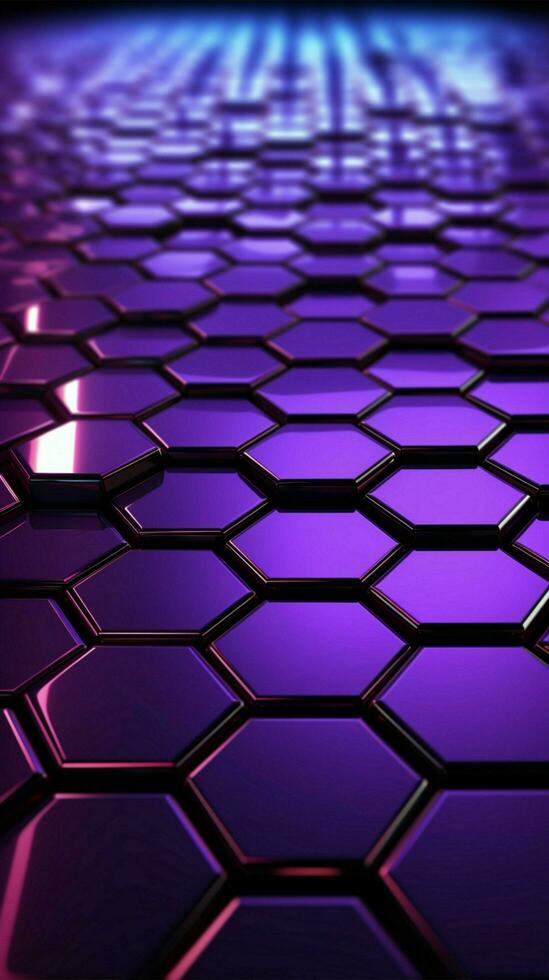 Abstract Tech Background with Shimmering Purple Hexagons Vertical Mobile Wallpaper AI Generated photo