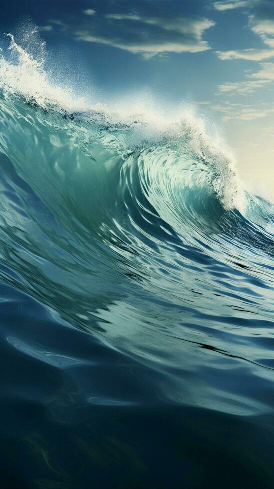 Abstract Wave on Water and Nature Background Vertical Mobile Wallpaper AI Generated photo